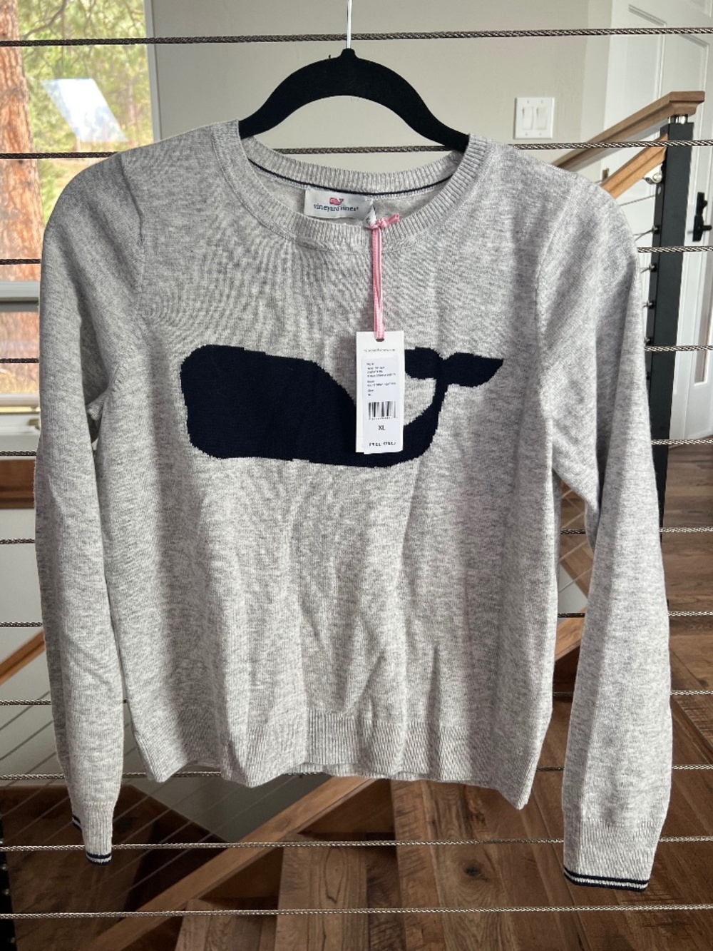 vineyard vines Girls' Whale Intarsia Crew Neck Sweater